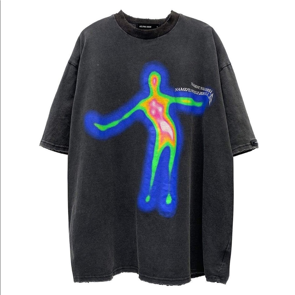 Aelfric Eden Distorted Portrait Oversized Graphic Cotton Tee - L - Unisex 🌈